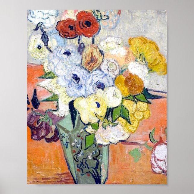 Poster Vincent Van Gogh - Rosas E Anêmonas 1890 (Frente)