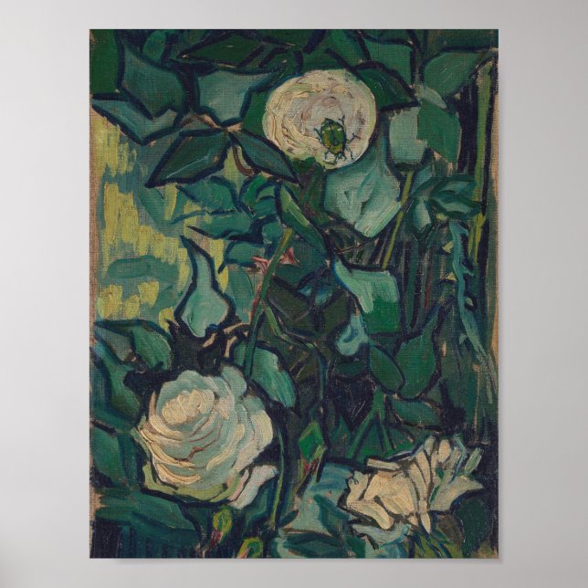 Poster Vincent Van Gogh - Rosas e besouro (Frente)