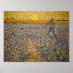 Poster Vincent Van Gogh Sower na Pintura de Arte Sunset