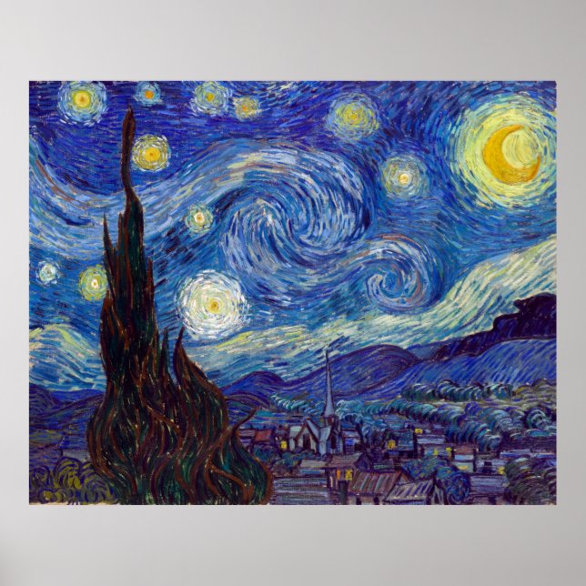 Póster VINCENT VAN GOGH - Starry night 1889 (Frente)