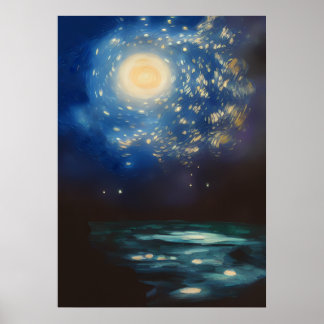 Poster Vincent Van Gogh Starry Night no Oceano
