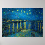 Poster Vincent Van Gogh Starry Night Over the Rhone<br><div class="desc">A obra-prima Van Gogh Starry Night - Uma pintura de Vincent Van Gogh,  Starry Night Over the Rhone,  mostra uma noite cheia de estrelas,  e uma ponte. Pintado em Arles France à noite,  pintado em 1888.</div>