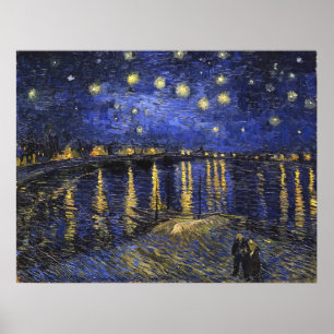 Póster Vincent Van Gogh Starry Night Sobre O Ródano