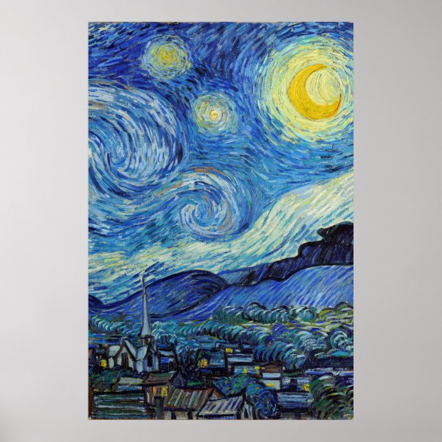 Poster Vincent Van Gogh Starry Night Vintage Fine Art (Frente)