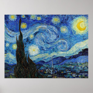 Poster Vincent Van Gogh Starry Night Vintage Fine Art
