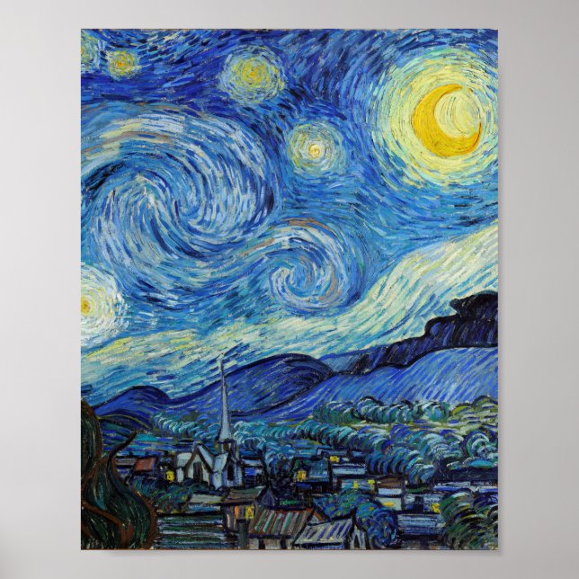 Poster Vincent Van Gogh Starry Night Vintage Fine Art (Frente)