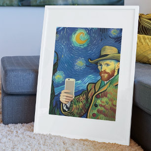Poster Vincent Van Gogh Starry Selfie Night Por Ricaso