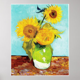 Póster Vincent van Gogh Sunflower Vase First Turquoise