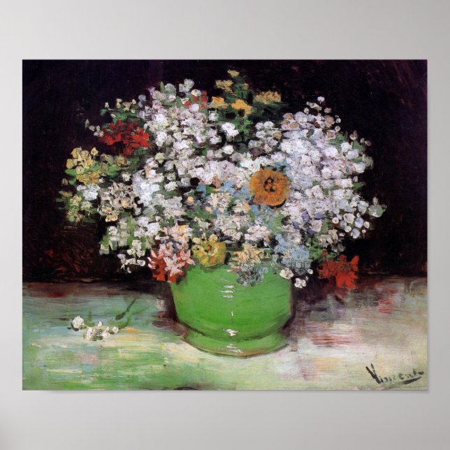 Póster Vincent Van Gogh - Tacho Com Zínias Arte Fino (Frente)