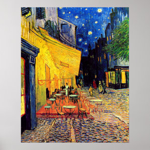 Póster Vincent van Gogh - terraço do café em belas artes