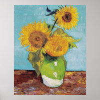 Vincent Van Gogh - Três girassóis em um vaso