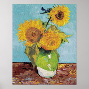 Poster Vincent Van Gogh - Três girassóis em um vaso