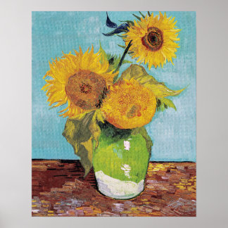 Poster Vincent Van Gogh - Três girassóis em um vaso