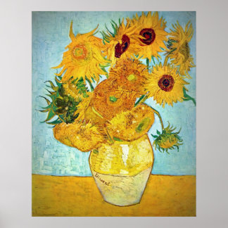 Poster Vincent van Gogh - Vase com 12 Girassóis