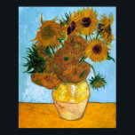 Poster Vincent van Gogh, Vase com Doze Girassóis<br><div class="desc">Vincent van Gogh,  Vase com Doze Girassóis com Fundo Azul 1888</div>