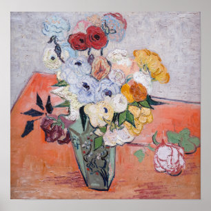 Poster Vincent van Gogh - Vase com Rosas e Anêmonas