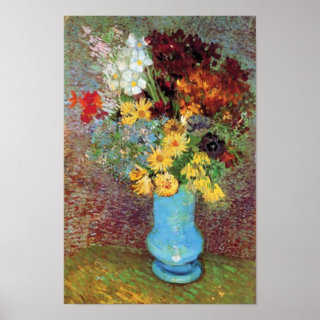Poster Vincent Van Gogh - Vase Com Visitas E Anêmonas (Frente)