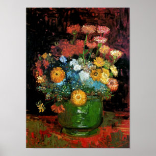 Poster Vincent Van Gogh - Vaso Com Zínias Arte Fino