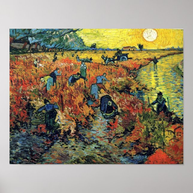 Poster Vincent Van Gogh - Vinha Vermelha Na Pintura De Ar (Frente)