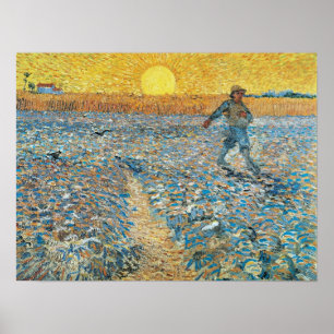 Poster Vincent Van Gogh Vintage Sower no Sunset