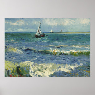 Póster Vincent van Gogh - Vista marinha perto de Les Sain