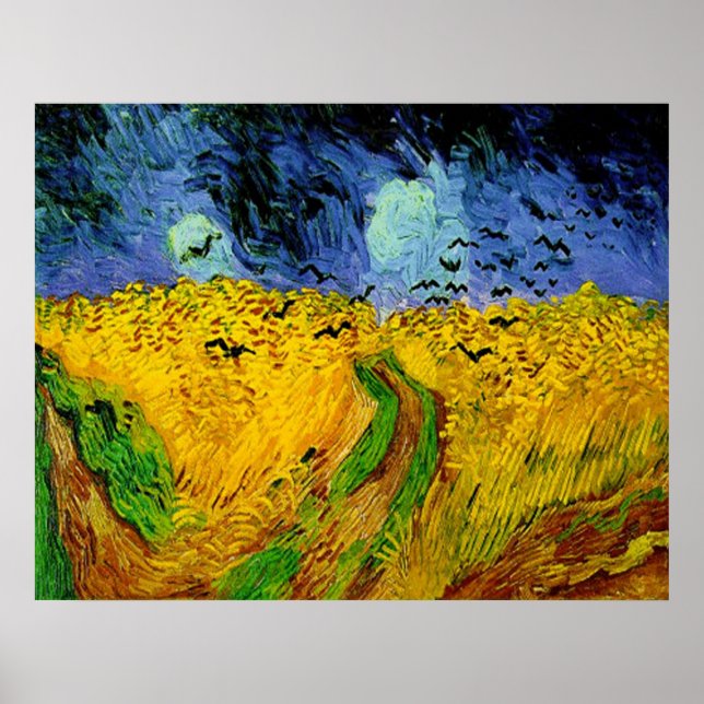 Poster Vincent Van Gogh Wheat Field com Crows (Frente)