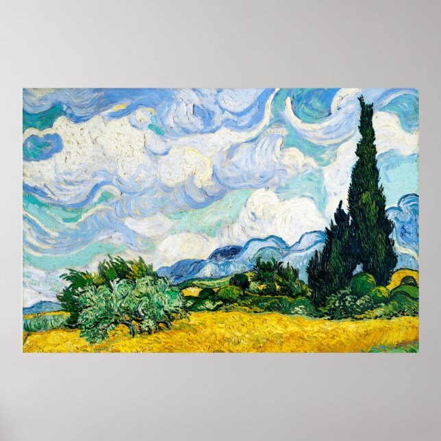 Poster Vincent Van Gogh Wheat Field com Cyprestes (Frente)