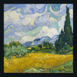Póster Vincent Van Gogh Wheat Field com Cyprestes<br><div class="desc">Belo trabalho de arte de 1889 pelo famoso pintor Vincent Van Gogh,  um dos meus artistas favoritos do período impressionista. Esta arte paisagista impressionista apresenta ciprestes verdes altos e colocados contra bonito nuvens girando sobre um campo de trigo.</div>