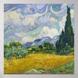 Póster Vincent Van Gogh Wheat Field com Cyprestes