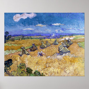Poster Vincent van Gogh - Wheat Stacks with Reapers