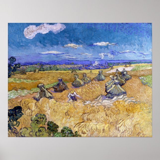 Poster Vincent van Gogh - Wheat Stacks with Reapers (Frente)