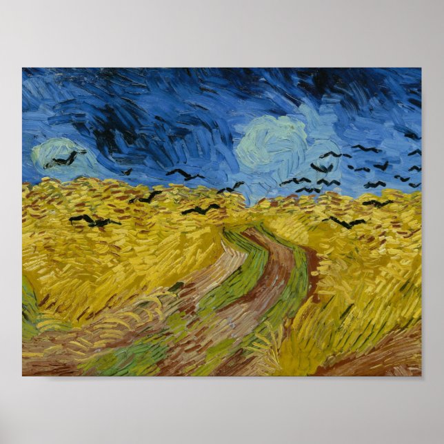 Póster Vincent van Gogh - Wheatfield com Crows (Frente)