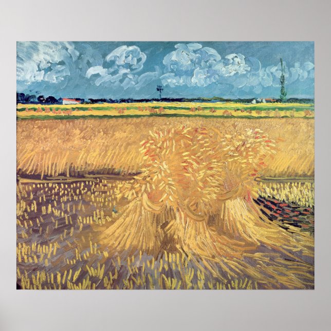 Poster Vincent van Gogh | Wheatfield com Sheaves, 1888 (Frente)