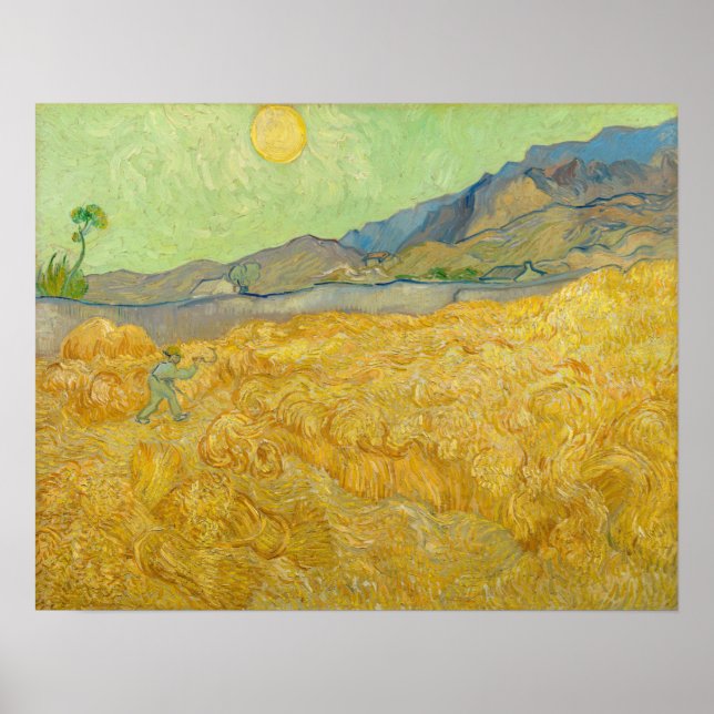 Poster Vincent van Gogh - Wheatfield com um Receptor (Frente)
