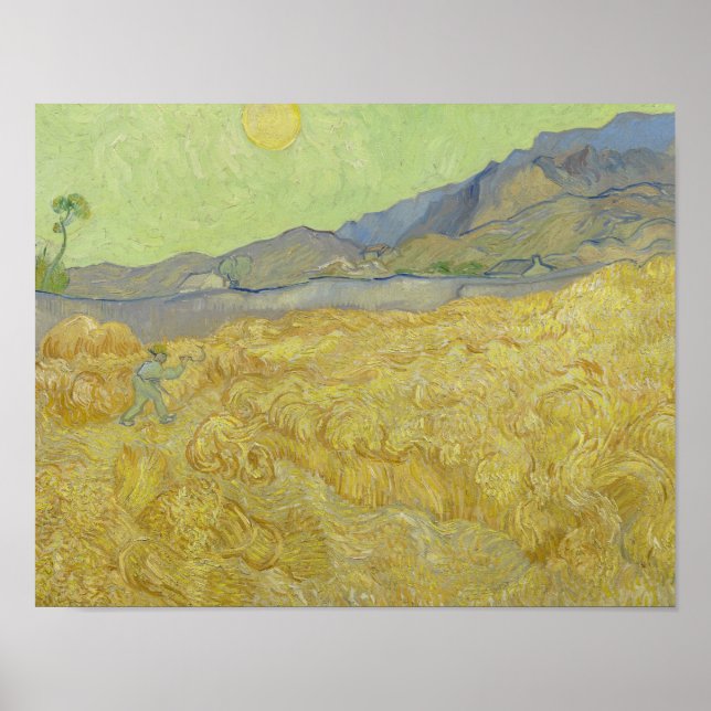 Poster Vincent van Gogh - Wheatfield com um Receptor (Frente)