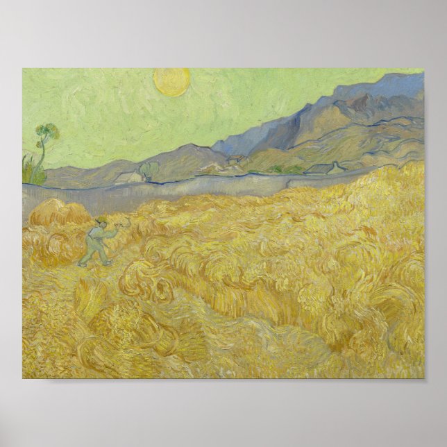 Póster Vincent van Gogh - Wheatfield com um Receptor (Frente)