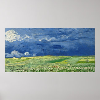 Poster Vincent van Gogh Wheatfield sob as nuvens