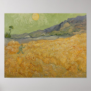 Póster Vincent van Gogh   Wheatfield with Reaper, 1889