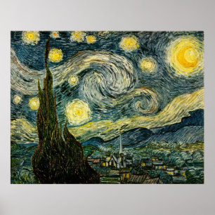 Póster Vincent van Gogh's The Starry Night (1889)