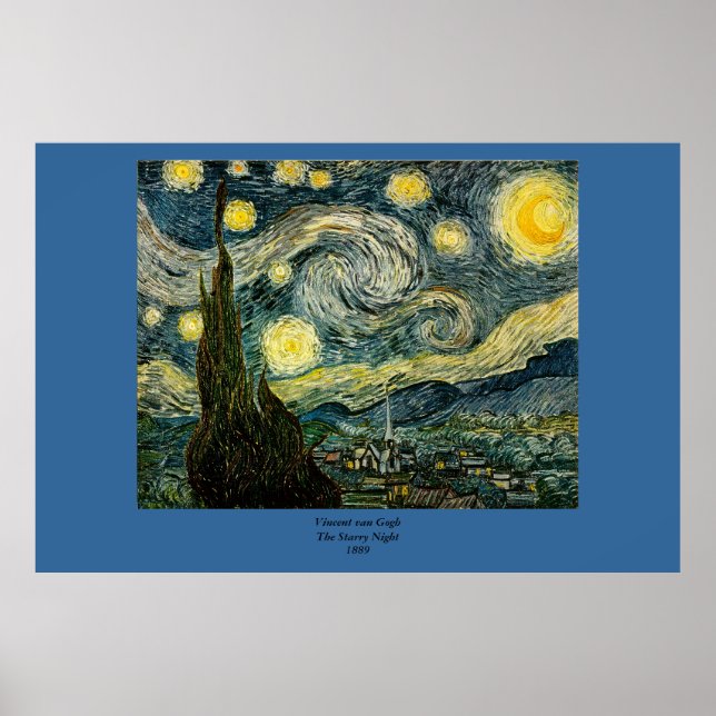 Póster Vincent van Gogh's The Starry Night (1889) (Frente)