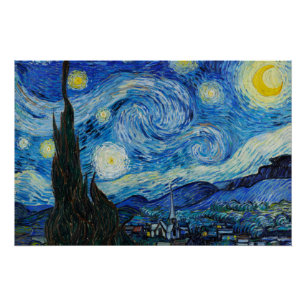 Póster Vincent Van Gogh's The Starry Night (1889)