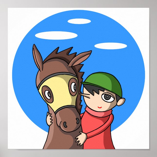 Poster Vínculo entre cavalo e jóquei. (Frente)