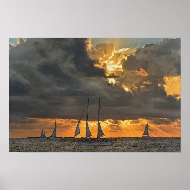 Poster Vindo tempestade no Sunset em Key West, Flórida (Frente)