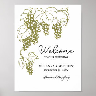 Poster Vineyard Elegante de Grapevine Sinal de Casament