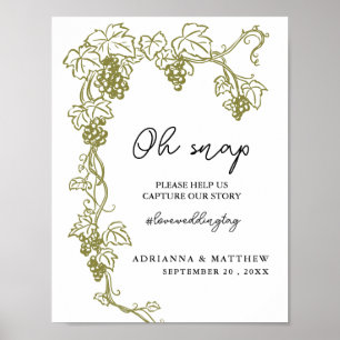 Poster Vineyard Elegante de Grapevine   Sinal de Casament