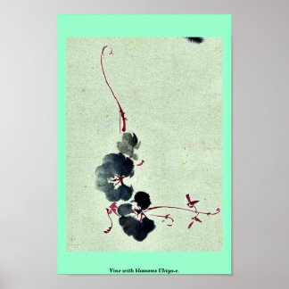 Poster Vinha com flores Ukiyo-e.