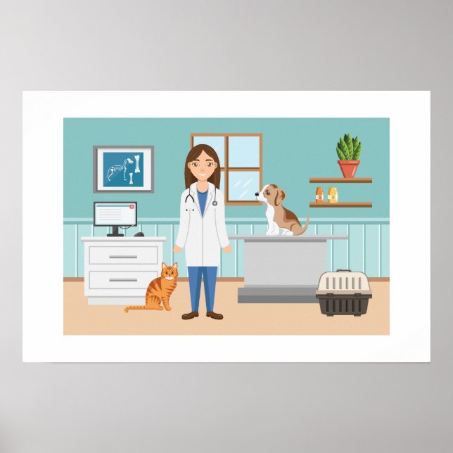 Poster Vinha Veterinária Com Gato E Papoila (Frente)