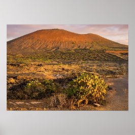 Poster Vinhedo Vulcânico e Caldeira de Lanzarote ao Pôr d