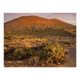 Póster Vinhedo Vulcânico e Caldeira de Lanzarote ao Pôr d