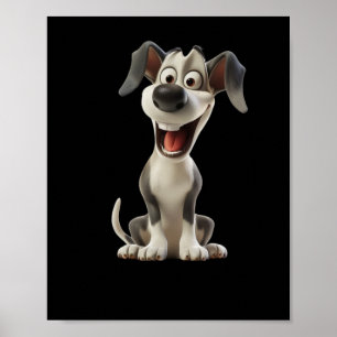 Poster Vinheta Smiley Dog (fundo preto)